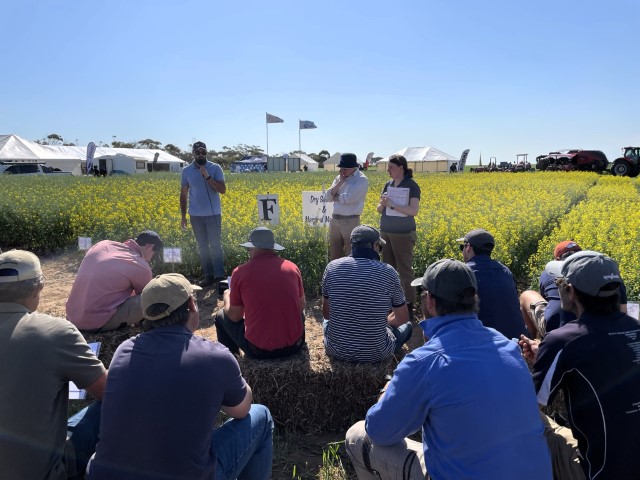 Hart board member and sponsorship committee member Matt Dare, Rocky River Ag dealer principal Lynton Smart, and Hart chairman Andre Sabeeney on site at Hart.