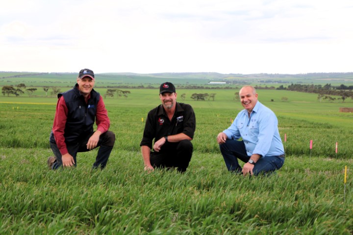 Hart board member and sponsorship committee member Matt Dare, Rocky River Ag dealer principal Lynton Smart, and Hart chairman Andre Sabeeney on site at Hart.